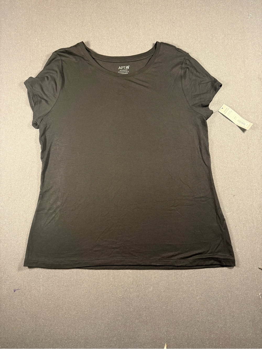 Apt. 9 Modern Essentials Black Solid Crewneck Short Sleeve T-Shirt Womens L
